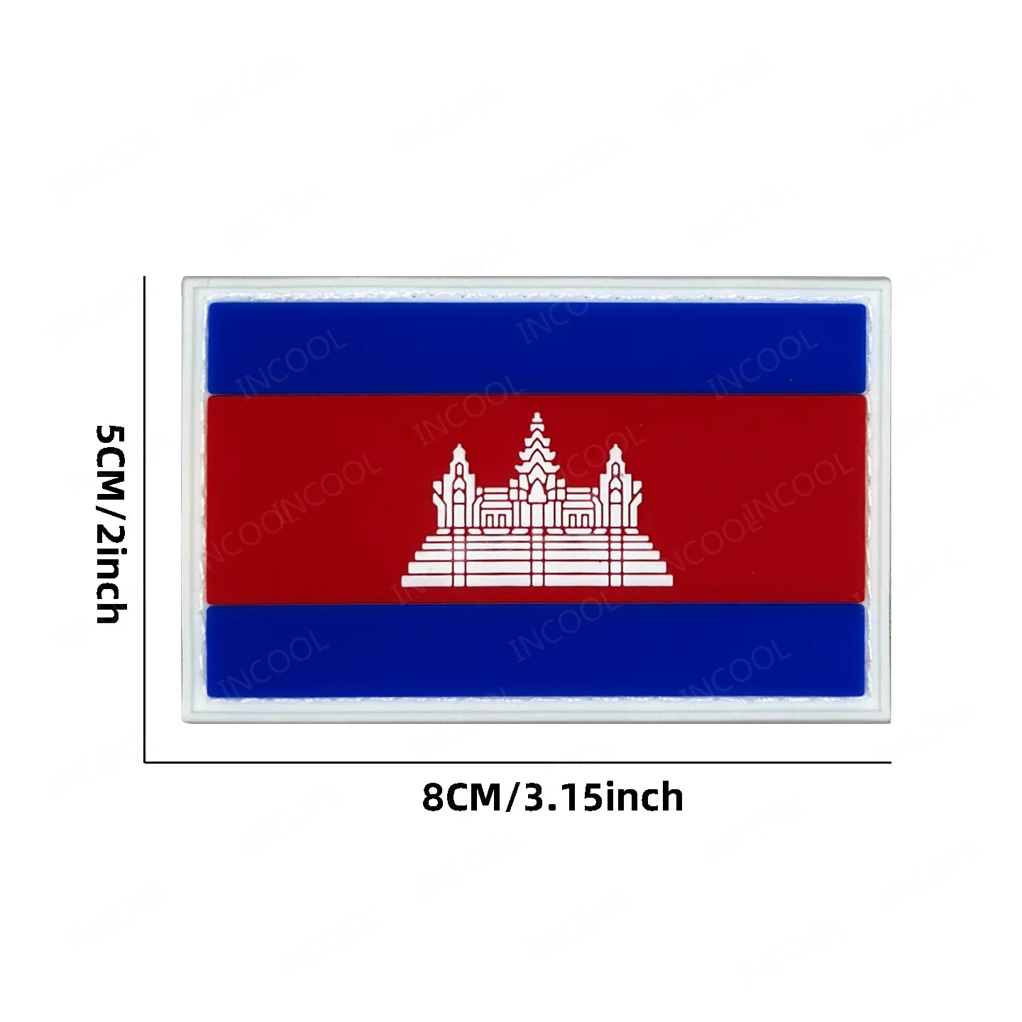 Parches de goma de PVC para bandera de Camboya, apliques bordados camboyanos, tira para brazalete, gancho para hombro, insignias decorativas para gorra de bolso - imagen 4