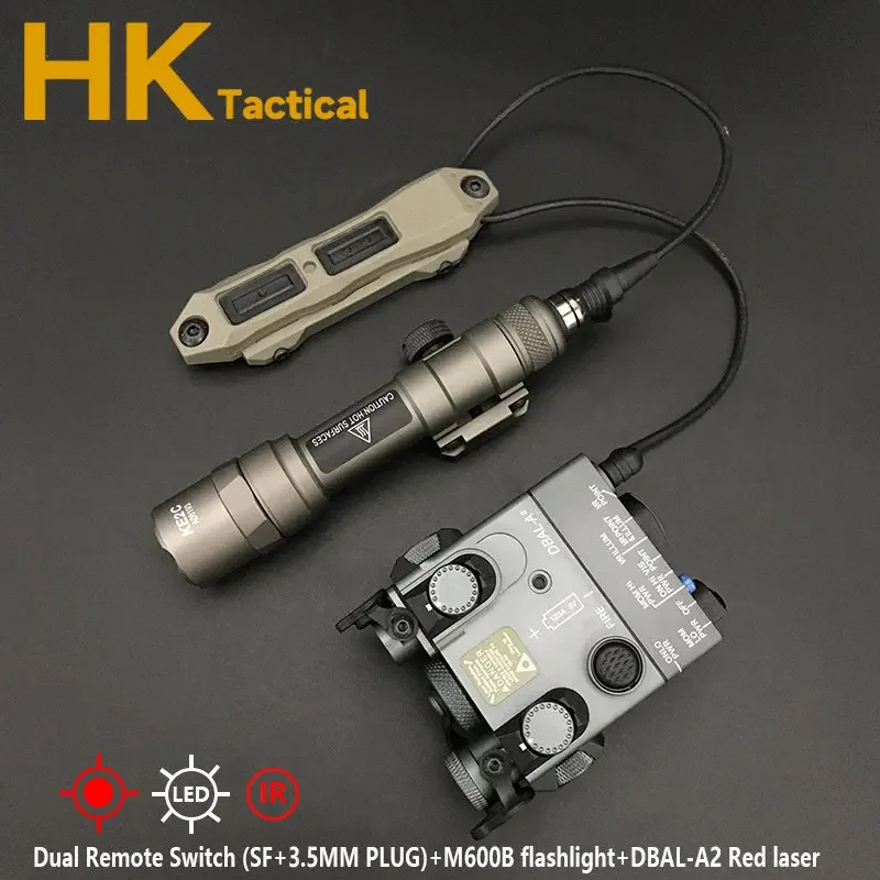Equipo táctico Airsoft DBAL A2 láser rojo verde IR armas de visión luz LED SF M600B linterna doble Control juego de interruptor de presión - imagen 5
