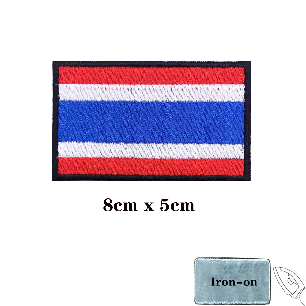 Parches bordados de la bandera de Tailandia, banda para el brazo, insignia bordada de gancho y bucle, rayas militares - imagen 2