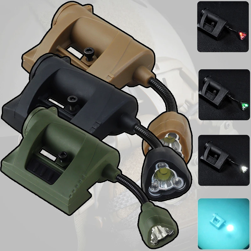 Casco táctico con carga de luz, linterna LED de 3 modos, iluminación de mapa para acampar al aire libre, cascos de caza Airsoft, accesorios de lámpara