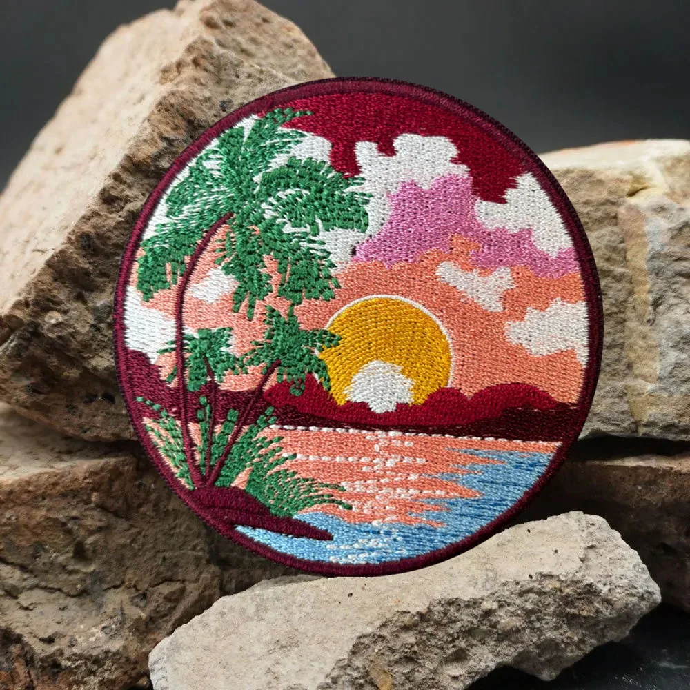 Parche táctico moral "Island Dawn", apliques bordados, parches militares con gancho para accesorios de ropa, pegatinas para mochila - imagen 5