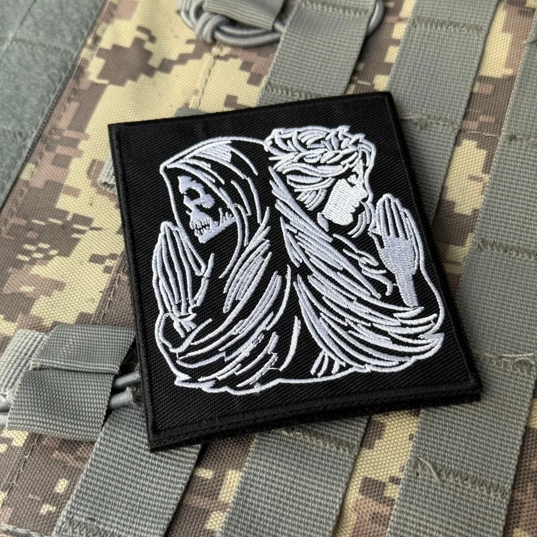 Parche táctico Chevron Angel and Demon Morale, brazalete militar personalizado, parches bordados con gancho para ropa, pegatina para mochila - imagen 5