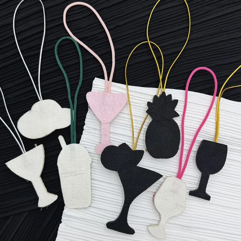 Parches de cuerda colgantes para bebidas, copa de vino de piña con cuentas de diamantes de imitación hechos a mano en 3D populares, parche de cordón colgante con cuentas para bolsa de cóctel - imagen 3