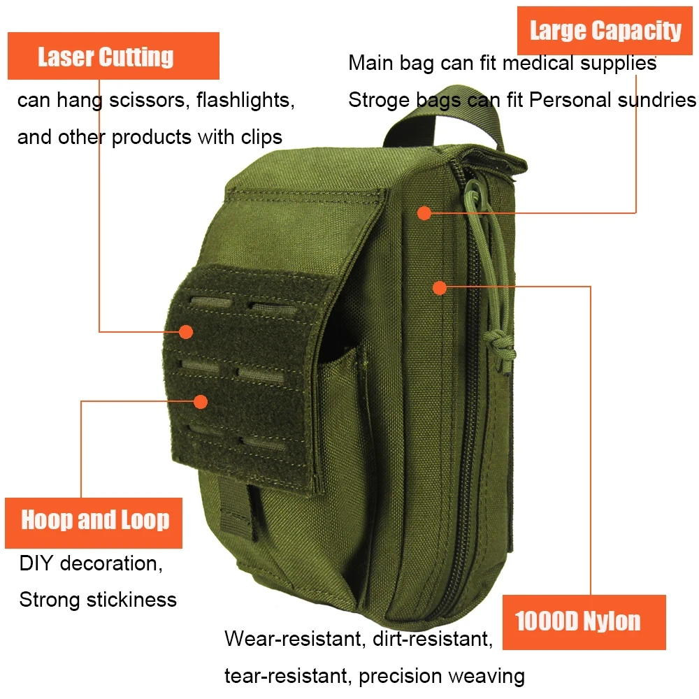 Kit de primeros auxilios táctico Molle, bolsa de supervivencia, bolsa de emergencia de nailon 1000D, paquete de cintura de viaje al aire libre, funda salvavidas para acampar - imagen 5