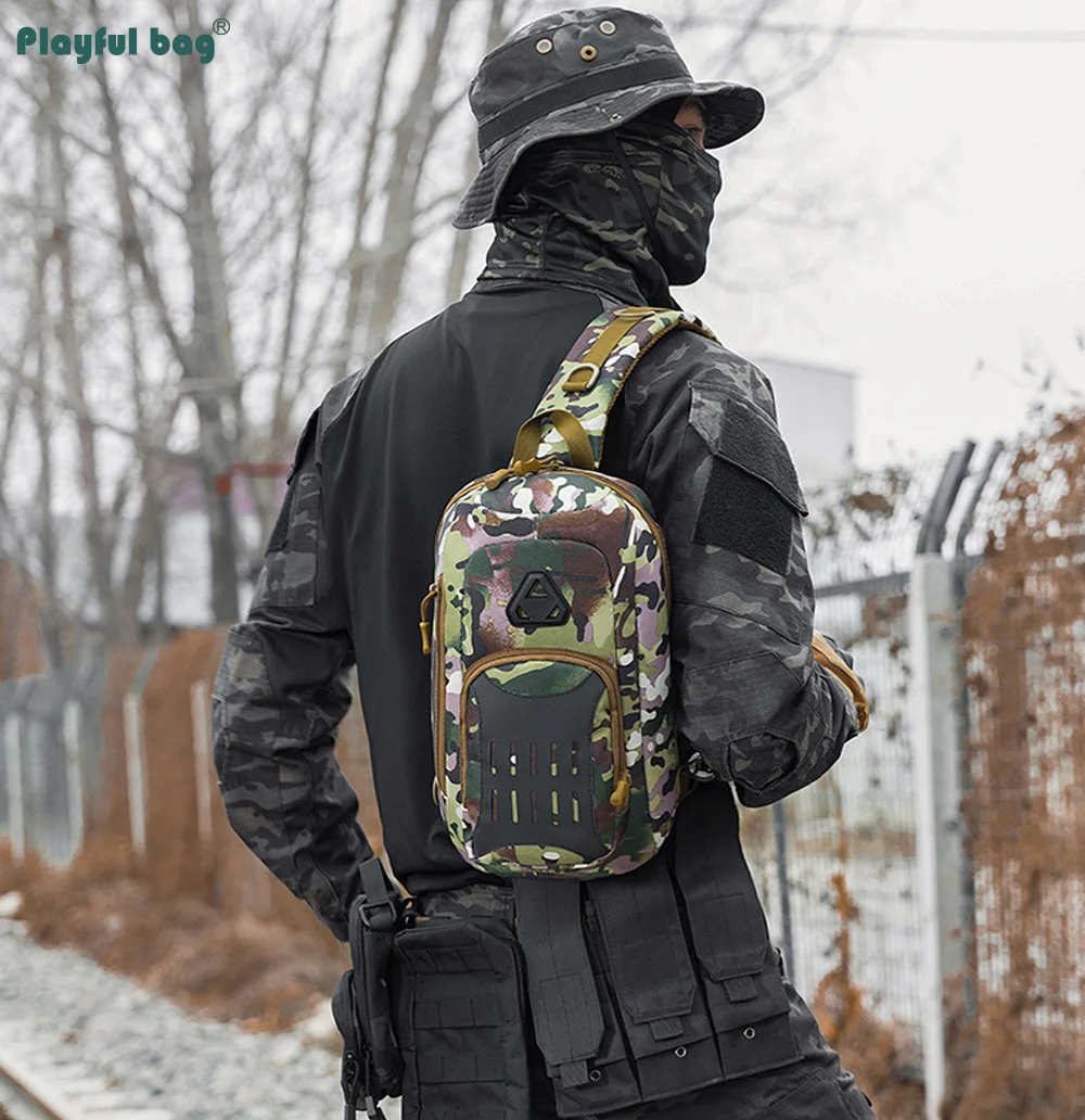 Bolsa de pecho para deportes al aire libre, bolsa táctica de montañismo para hombre, bolsas impermeables de camuflaje para senderismo, pesca multifuncional AVA335 - imagen 5