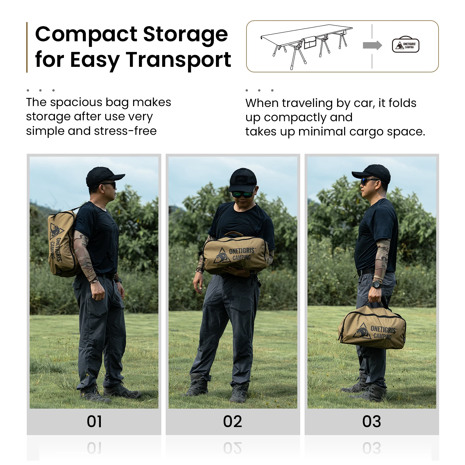 OneTigris Supranubis-cuna de Camping portátil, fácil de montar, cama plegable para exteriores, colchoneta para dormir, cunas para adultos, cama de campo - imagen 5