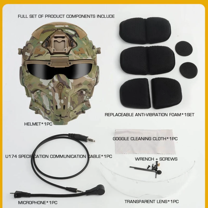 Casco táctico de comando rápido, auriculares de comunicación integrados, ventilador antiniebla, casco de asalto W-Ronin, máscara desmontable, lente de repuesto - imagen 5