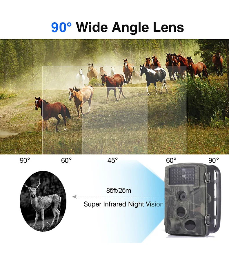 Cámara de Rastreo para Exteriores, Dispositivo Impermeable, Visión Nocturna Infrarroja, Trampa de Vigilancia, 20 MP, 1080 P, HD, Juego de Exploración, Caza de Vida Silvestre - imagen 5