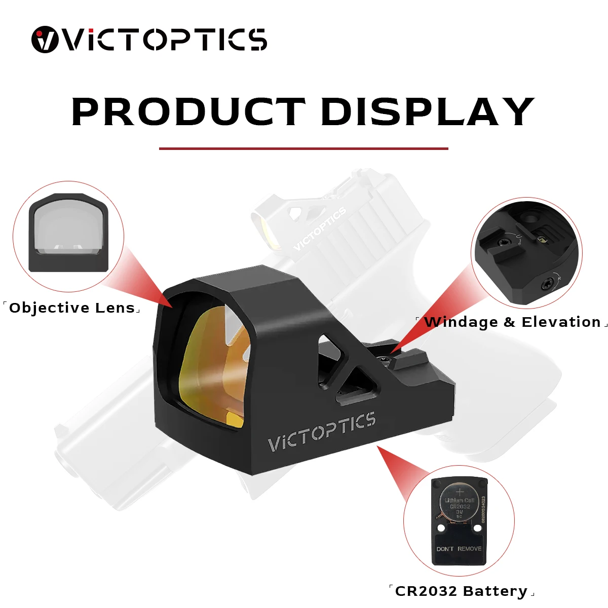 VictOptics SRD 1x20x25 Mira de Punto Rojo Compacta R.M.R 3MOA con Brillo Automático, Aluminio 7075-T6, para Pistola Glock, Caza y Tiro Táctico - imagen 4