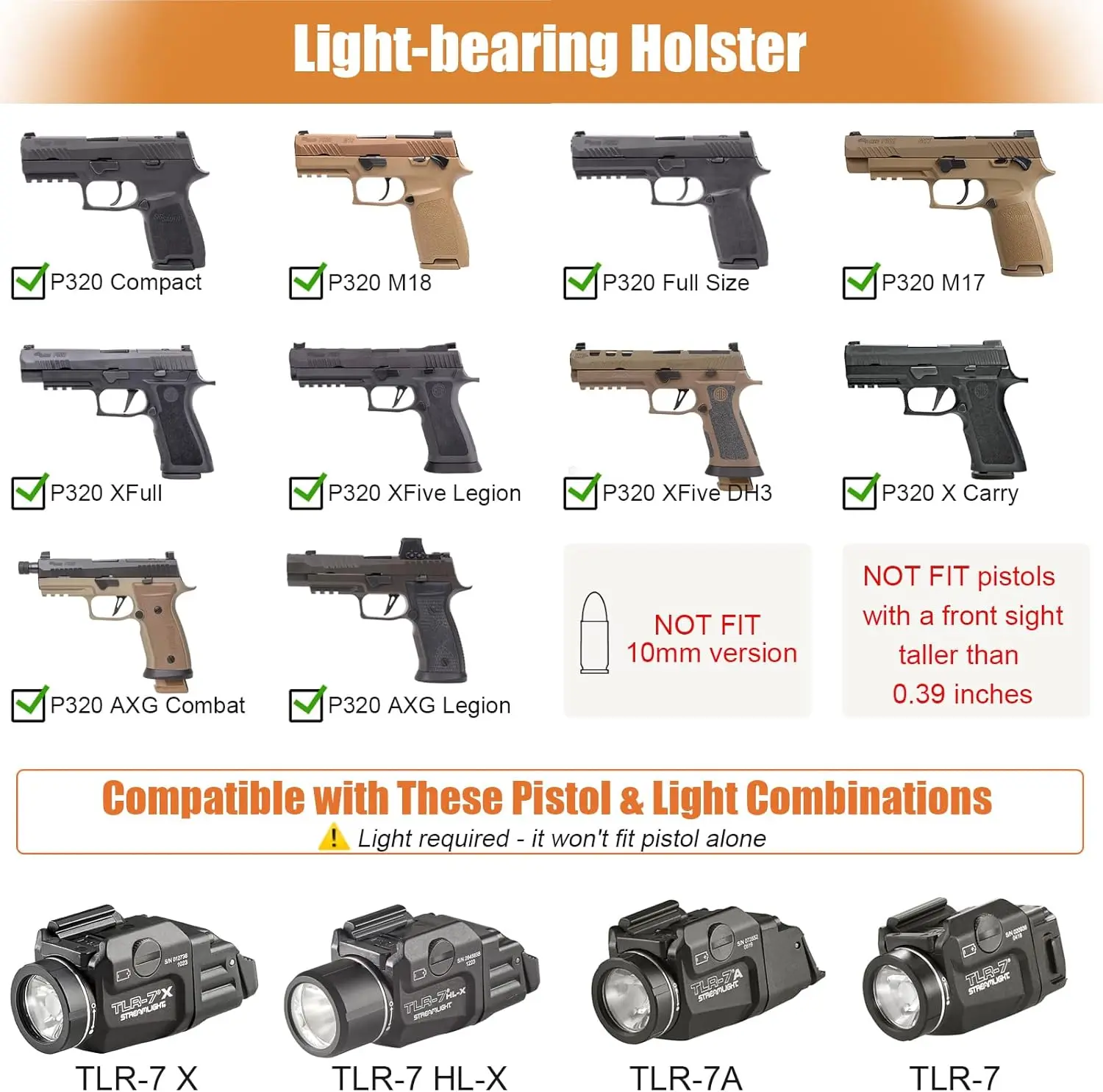 Compatible con Select P320 con TLR-7 X/TLR-7 X HL-X/TLR-7 / TLR / 7A montado, funda solo IWB Kydex, retención de Posi-Click, óptica, mano derecha - imagen 2