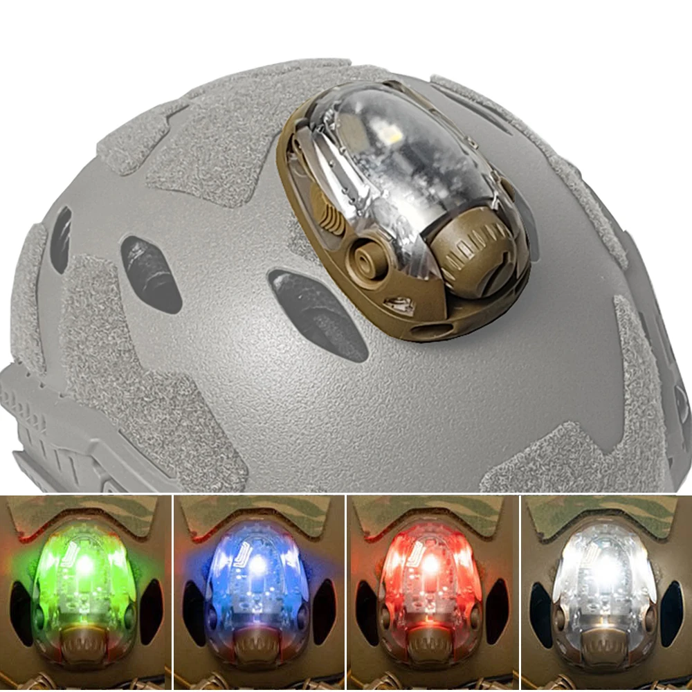 Luz de señal para casco táctico, linterna LED IR roja/verde/azul/blanca editable, equipo de emergencia de supervivencia para acampar y cazar al aire libre