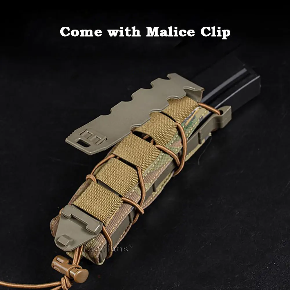 Bolsa táctica abierta para revistas de pistola, compatible con MP5/MP7/.45, larga, individual, MOLLE/PALS, Clip de malicia, cable de choque, Panel lateral de polímero de nailon 500D - imagen 4