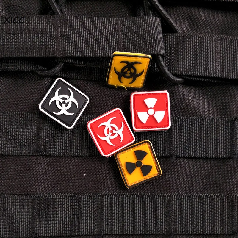 Mini brazaletes de capítulo, parches de sombrero de PVC con gancho, insignias de mochila del ejército militar de calavera de bioquímica de silicona suave para bolsas de ropa - imagen 5