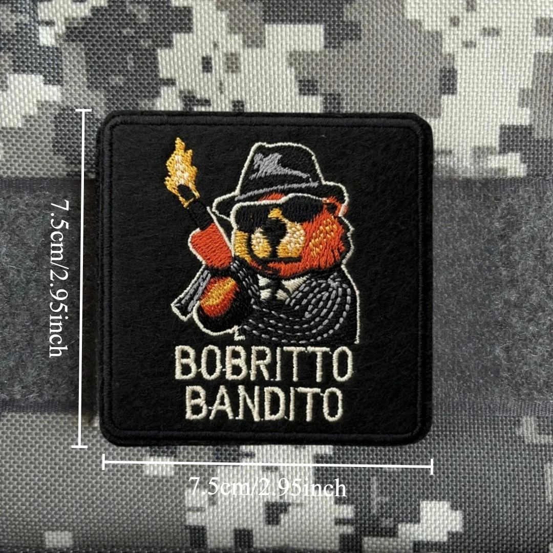 El oso usando gafas, parches tácticos de moral para ropa, parche bordado de gancho y bucle, pegatina para mochila militar - imagen 2