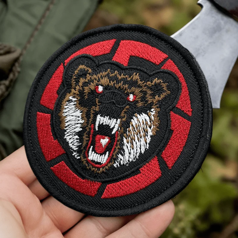 Parche bordado 3D de oso negro, tela personalizada, insignia de moral táctica, mochilas, adhesivo decorativo, parches DIY para ropa