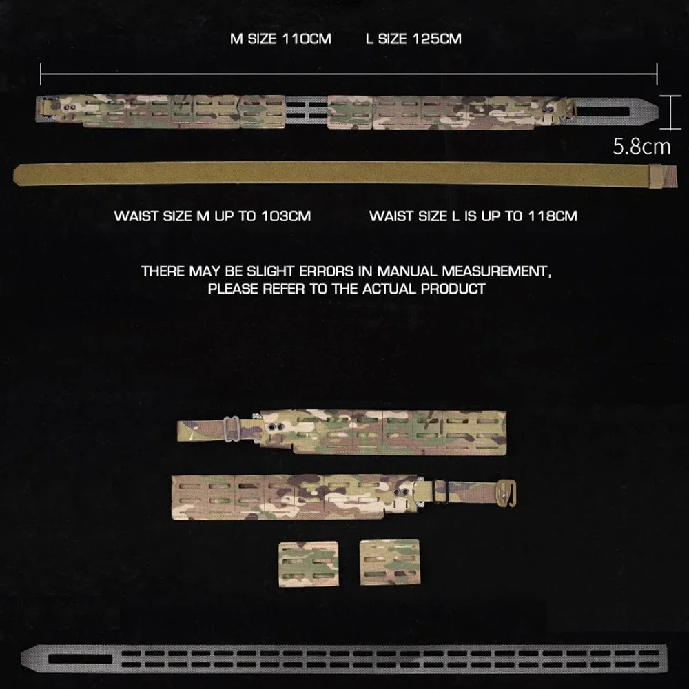 Cinturón táctico 2 en 1 MOLLE, cinturón de combate de caza, sujetadores reemplazables, juego de guerra Airsoft, pretina combinada ligera - imagen 2
