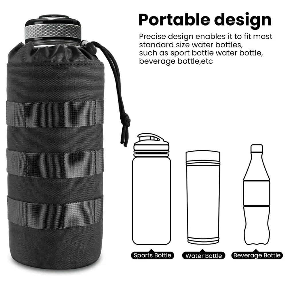 Bolsa para botella de agua al aire libre, soporte para botella de agua con cordón Molle, bolsa portadora para hervidor de agua, bolsa para caza y Camping - imagen 5