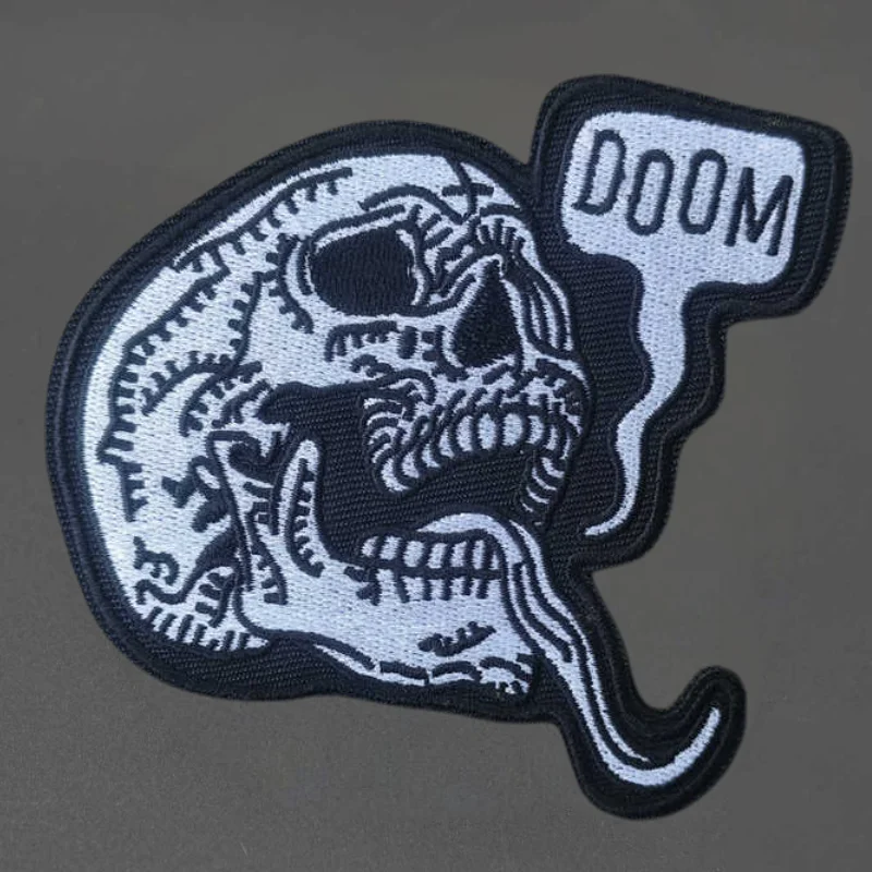Parche bordado de calavera DOOM, chaleco táctico, sombreros con gancho y bucle, insignia de moral, mochila, pegatinas decorativas, parches para brazalete para ropa - imagen 2