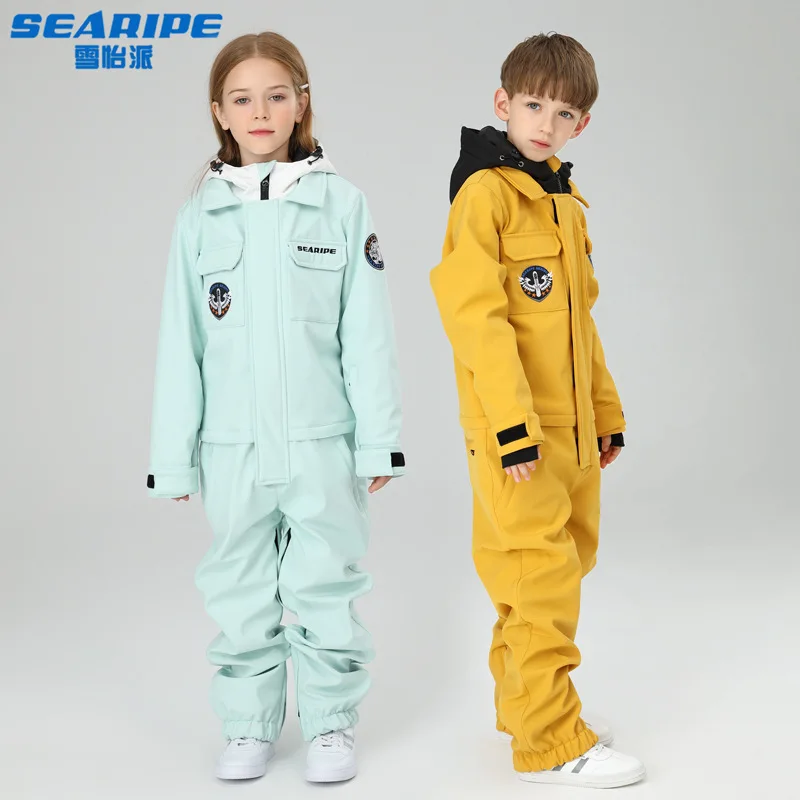 SEARIPE-conjunto cortavientos para niños y niñas, traje de esquí de snowboard, chaqueta impermeable para deportes al aire libre, pantalones, ropa, traje de nieve para adolescentes - imagen 4