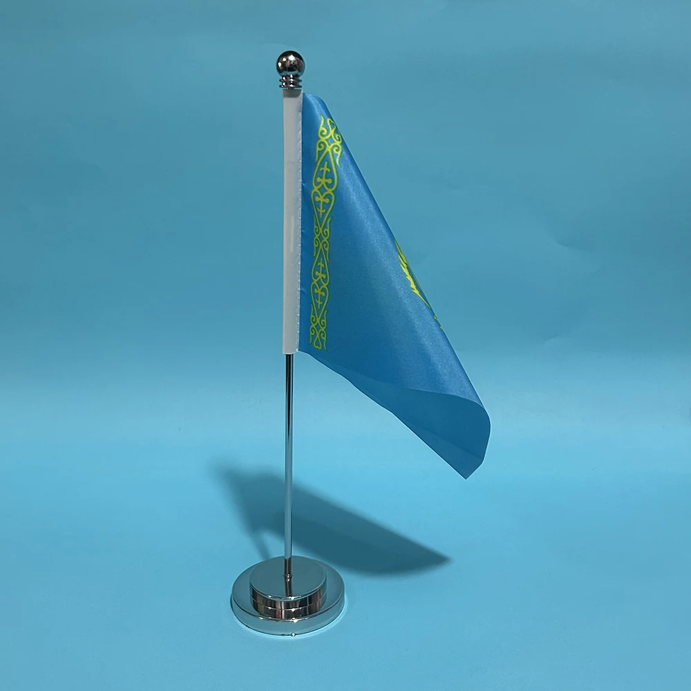 BANDERA DE SKY, bandera de escritorio de oficina de Kazajstán, 14x21cm, poliéster, pancarta de Kazajstán, adornos de escritorio, banderas para decoración - imagen 4