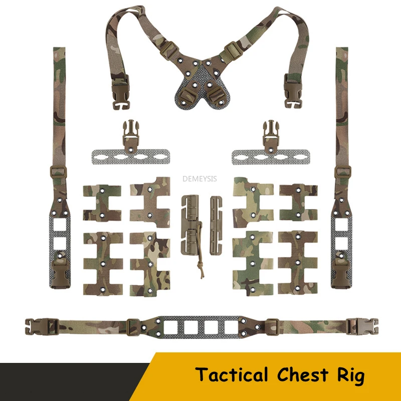 Conjunto de aparejo de pecho para caza al aire libre, chaleco Modular multifunción que se adapta a accesorios MOLLE, aparejo deportivo táctico para Paintball Airsoft