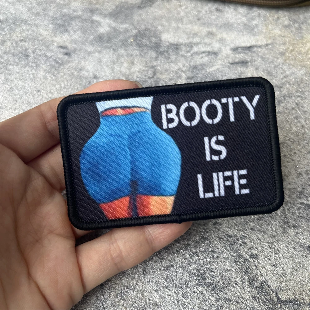 Booty Is Life Meme Fitness sentadillas divertido insignia de moral parche emblema militar brazalete táctico gancho bucle ropa mochila pegatinas - imagen 3