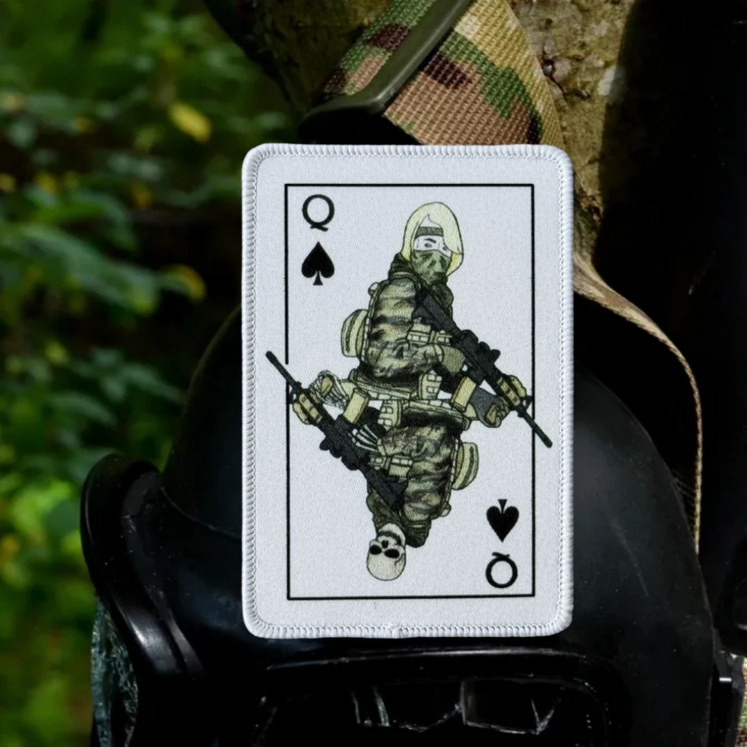 Parches de gancho y bucle impresos "Tarjeta de Reina Táctica" para ropa, brazalete militar táctico, pegatina de embalaje trasero para exteriores - imagen 3