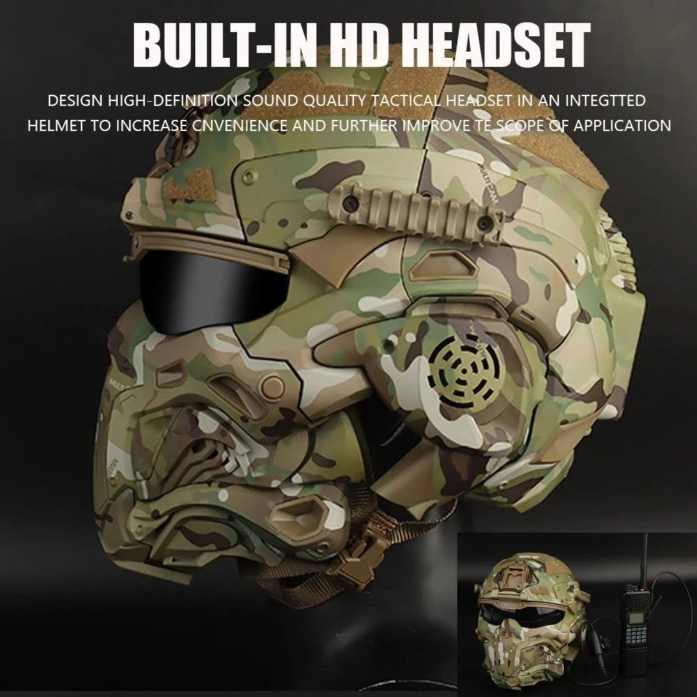 Casco táctico de asalto W-Ronin y máscara táctica, diseño Modular, auriculares integrados, casco con ventilador antiniebla, equipo de caza Airsoft - imagen 3