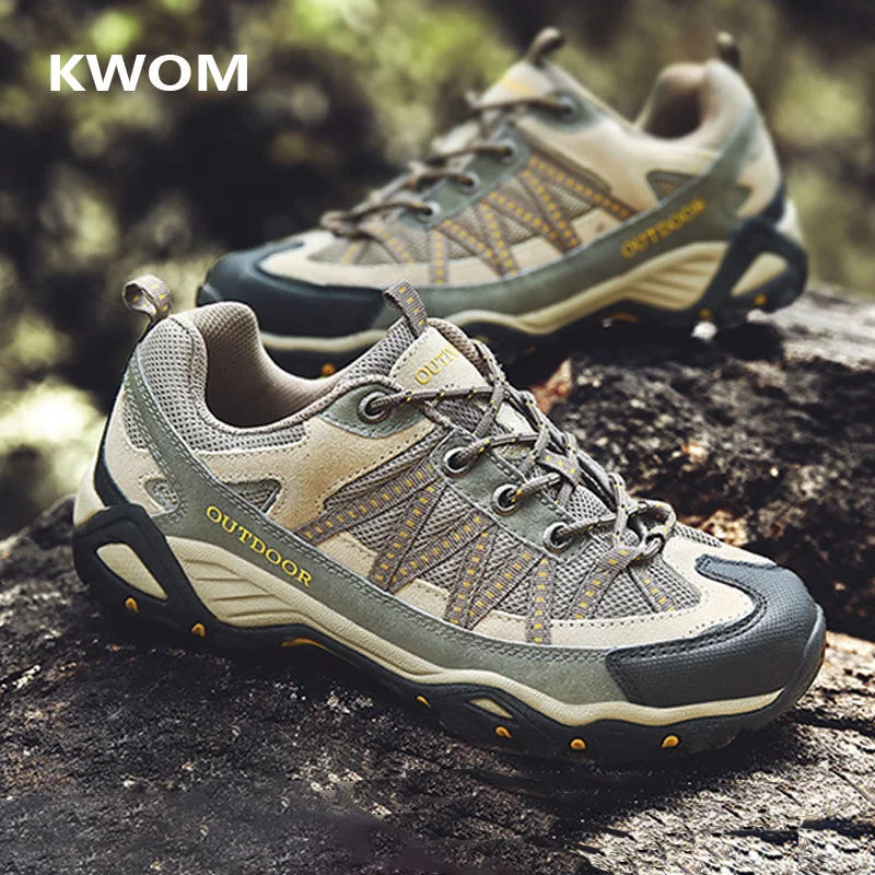 Zapatos de senderismo de piel de vaca para hombre, botas de caza impermeables, botas tácticas, zapatos de Trekking al tobillo, zapatillas de deporte para exteriores, zapatos de tenis informales para hombre - imagen 2