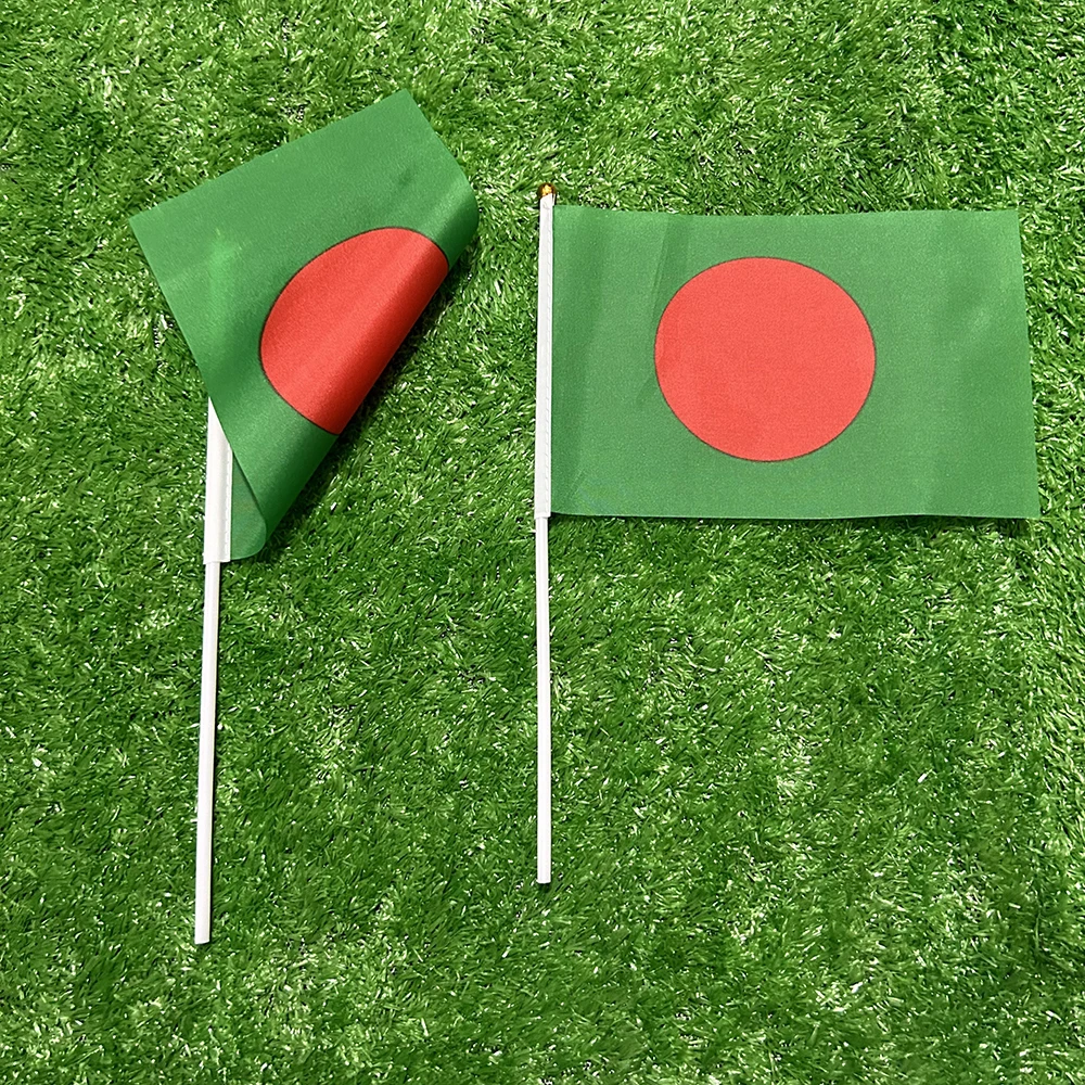 Bandera del cielo bandera de Bangladesh bandera de Bangladesh 10/20/50/100pcs 21*14cm bandera de Bangladesh ondeando a mano con poste de plástico para la decoración de la actividad deportiva - imagen 5