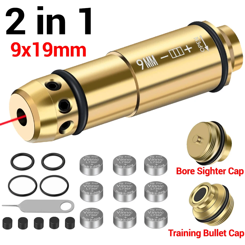 Bala de entrenamiento con láser de 9x19mm, Combo de mira con orificio láser 2 en 1, puntero láser para entrenamiento de fuego seco y puesta a cero de visión - imagen 2