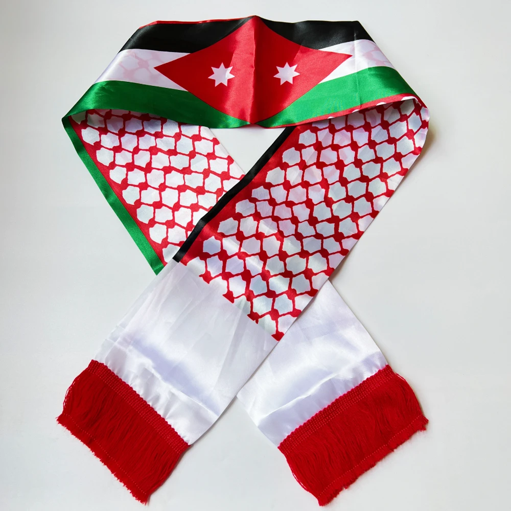 Bufanda bandera de Jordania impresión en satén, personalizable - imagen 3