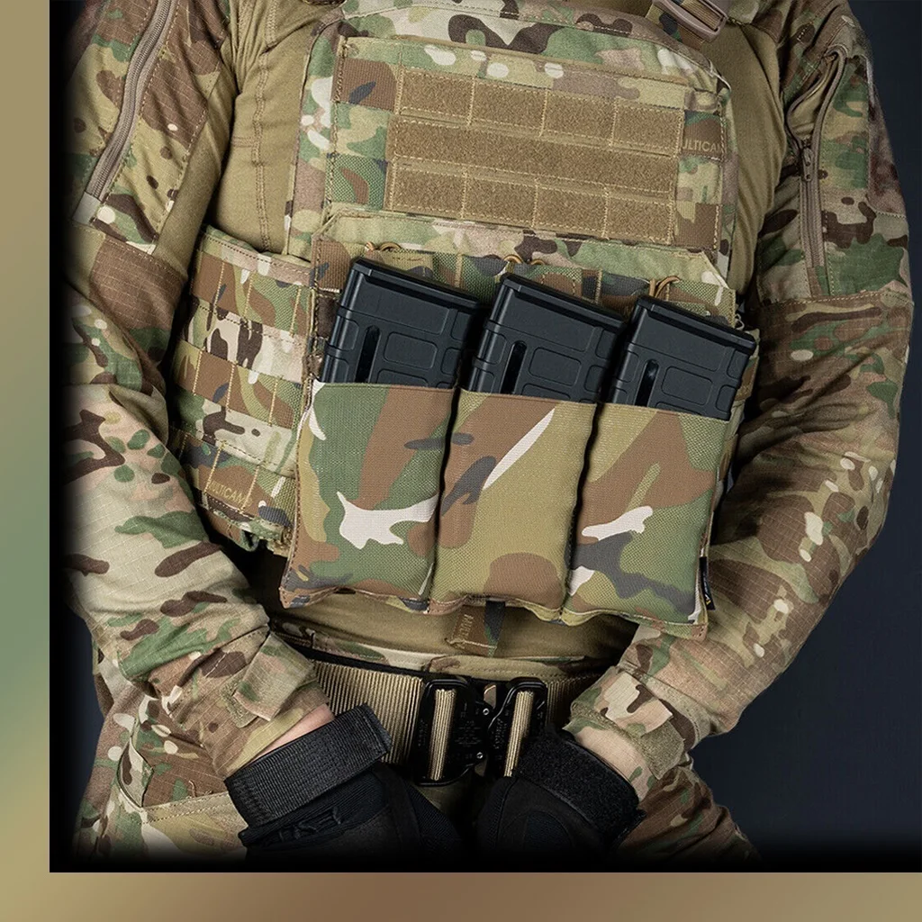 Bolsa táctica Triple Mag de 5,56/7,62mm, bolsas MOLLE de extracción rápida para revistas para caza CS Wargame, riñonera, funda, accesorios de equipo - imagen 2