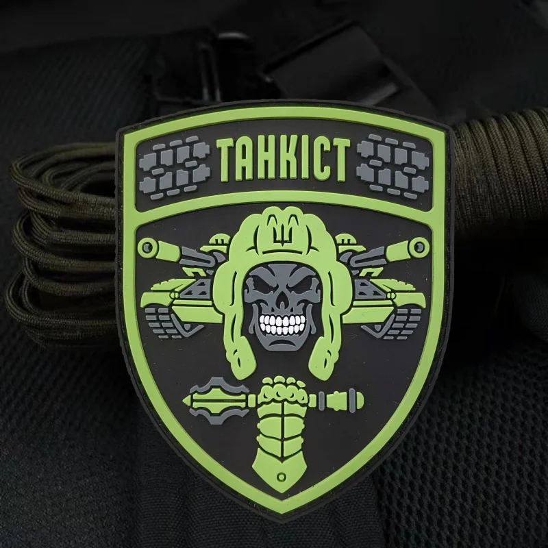 Parche Tankman 3D de PVC, esqueleto militar, gancho y bucle, insignia de moral táctica, mochila, parches adhesivos decorativos para ropa