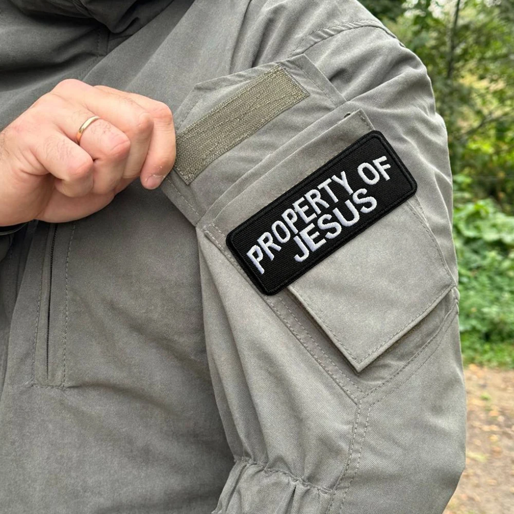 Parches tácticos con insignia de moral de PROPERTY OF JESUS para ropa, parche bordado con gancho y bucle, brazalete militar, pegatinas para mochila - imagen 3
