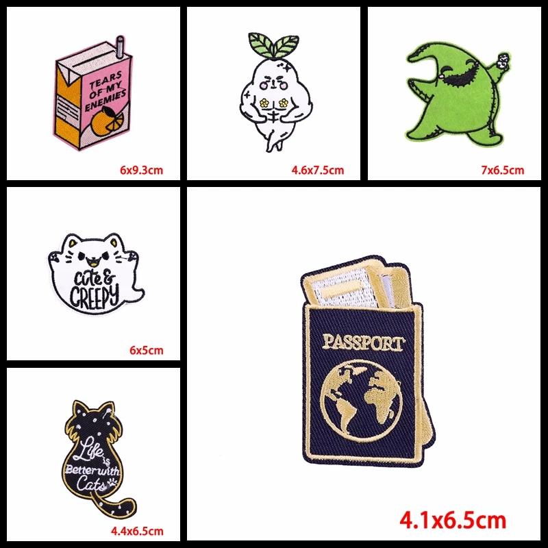 Prajna-parche bordado de gato Hippie, parches para planchar en la ropa, pegatinas, bolsos de animales de dibujos animados, apliques para ropa, 10 piezas - imagen 3