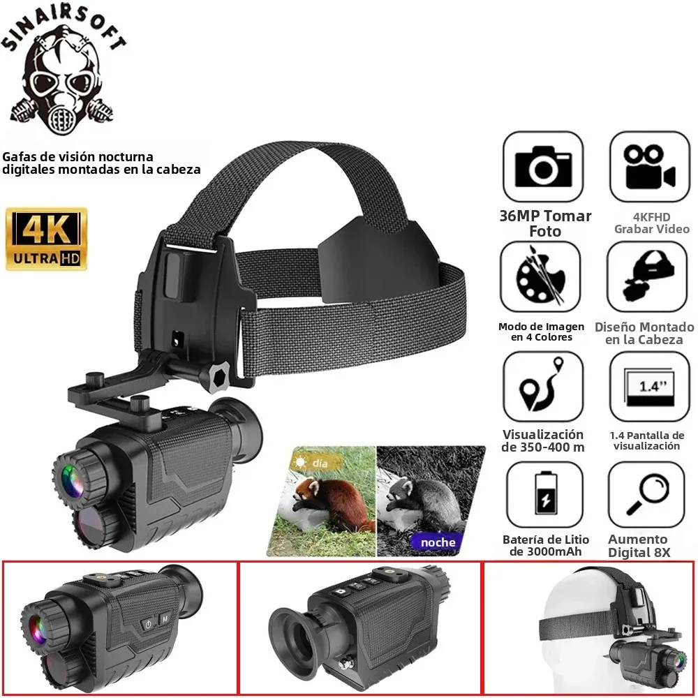 Monocular montado en la cabeza NV8260 4K HD cámara de visión nocturna toma y graba 8X telescopio de visión nocturna infrarroja Digital para exteriores - imagen 2