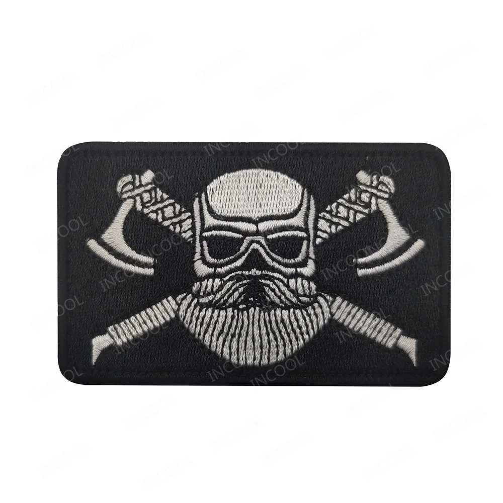 PVC Gummi leuchtende Wikinger Bart Doppel axt Patches Wikinger gestickte Armbinde Abzeichen Applikationen DIY Patch für Kleidung Rucksack - imagen 5