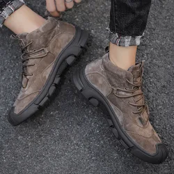 HIKEUP Botas militares de cuero impermeables para hombre Trekking
