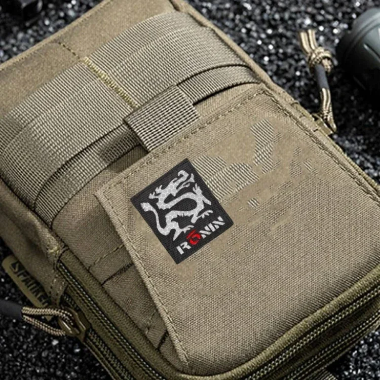 Insignia de moral con logotipo de dragón Ronin, parches de gancho y bucle, parche reflectante para ropa, brazalete, mochila de dragón negro, pegatinas tácticas - imagen 3