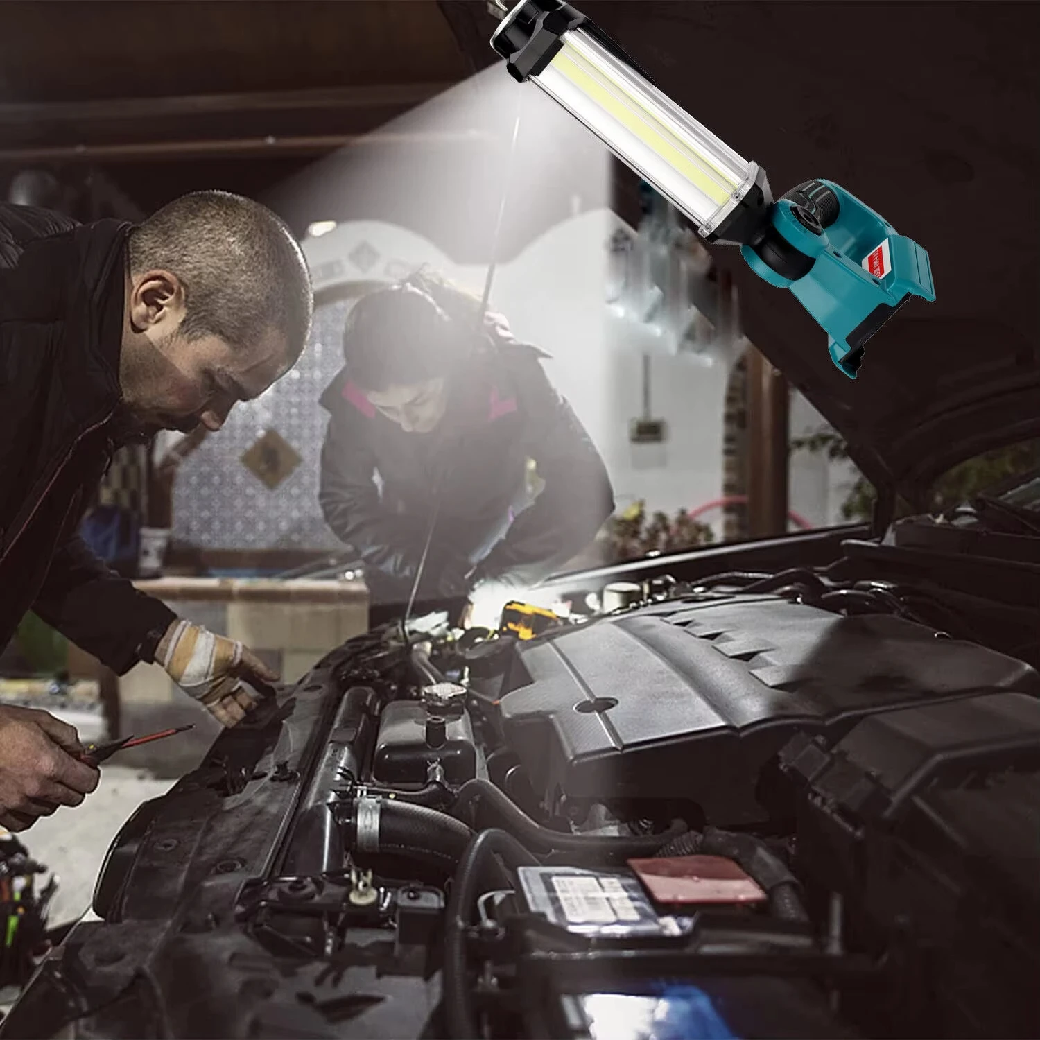 Lámpara LED para herramientas, luz de trabajo para Makita, batería de iones de litio de 18V BL1830 BL1850, linterna para exteriores, reflector portátil - imagen 4