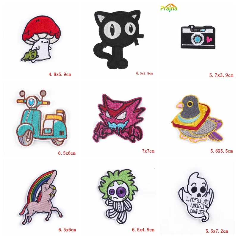Prajna-Parche de dibujos animados para planchar, parches bordados para ropa, parches termoadhesivos para ropa, Parche de animales para ropa, 10 piezas - imagen 3