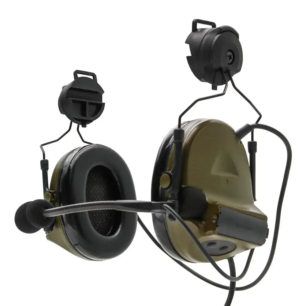 TacticalCII casco soporte versión auriculares pastilla reducción de ruido protección auditiva auriculares tácticos FG + U94 ken 2 pin ptt - imagen 4