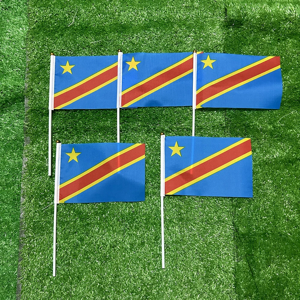 Bandera de esquí congo, bandera de mano, 10/20/50/100 Uds., 21x14cm, banderas ondeantes de mano con poste de plástico para actividades deportivas, decoración del hogar