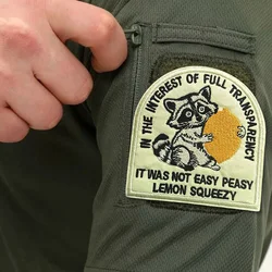 Parche bordado táctico de mapache y limón, insignia de moral militar, pegatinas para mochila, brazalete con gancho y bucle, aplique para casco