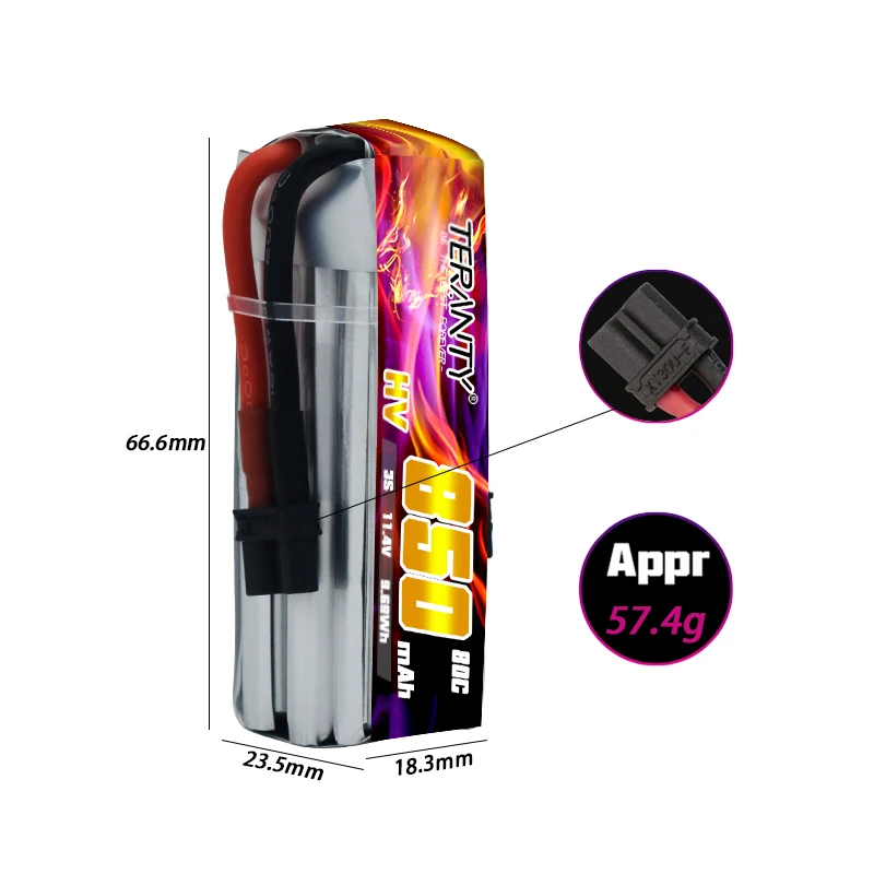TREANTY-batería de litio de alto voltaje 3S, 850MAH, 11,4 V, 80C, Max 160C, para RC Crossover Aircraft, FPV, cámara aérea, Lipo - imagen 4