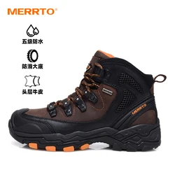 Zapatos de senderismo de piel de vaca MERRTO, botas de trekking para hombre, botas de caza impermeables de montaña, zapatillas de deporte para hombre, botines tácticos de combate en el desierto