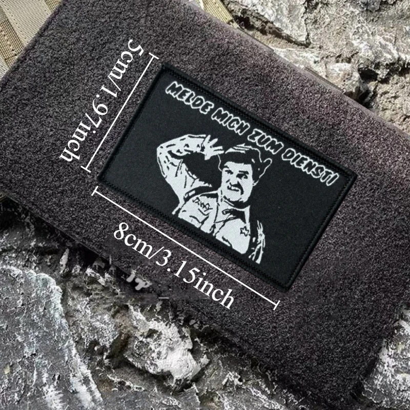Parche "Melde Mich Zum Dienst", insignia de moral táctica, mochila con gancho y bucle estampado, accesorio de decoración de ropa, brazalete adhesivo - imagen 4
