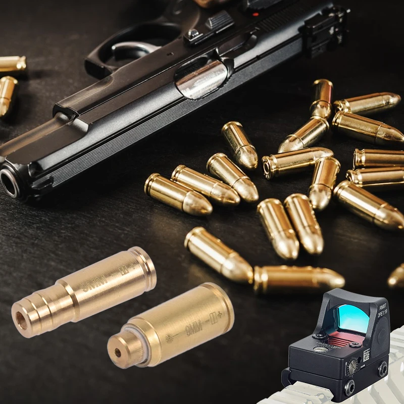 Mira de orificio láser roja, puntero de 9mm con 8 baterías, construcción de latón resistente, fácil de zurcir, mira de punto rojo RM