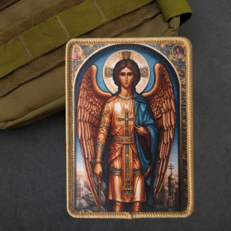 Parche con estampado del Arcángel Michael, chaleco táctico, insignia de moral con gancho y bucle, pegatinas decorativas para mochila, parches para brazalete para ropa - imagen 5